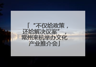 “不仅给政策，还给解决议案”，常州来杭举办文化产业推介会