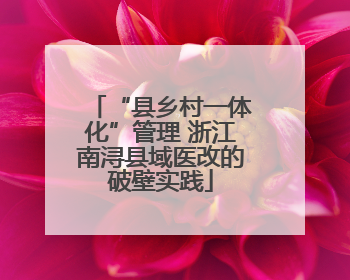 “县乡村一体化”管理 浙江南浔县域医改的破壁实践