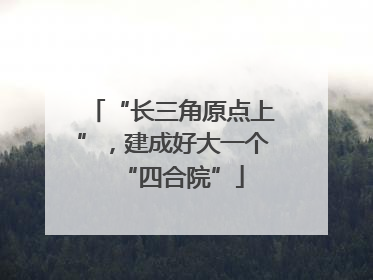 “长三角原点上”，建成好大一个“四合院”