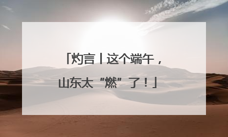 灼言丨这个端午，山东太“燃”了！