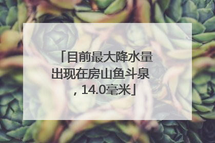 目前最大降水量出现在房山鱼斗泉，14.0毫米