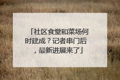 社区食堂和菜场何时建成？记者串门后，最新进展来了