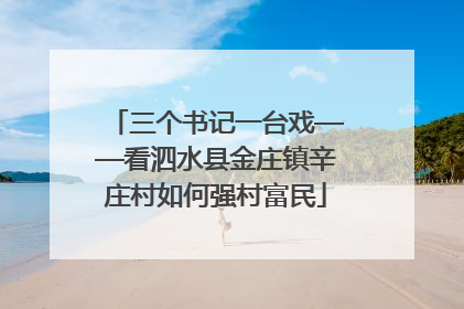 三个书记一台戏——看泗水县金庄镇辛庄村如何强村富民