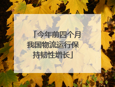 今年前四个月我国物流运行保持韧性增长