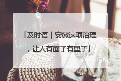 及时语｜安徽这项治理，让人有面子有里子
