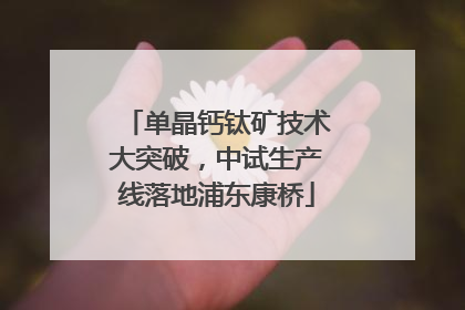 单晶钙钛矿技术大突破，中试生产线落地浦东康桥