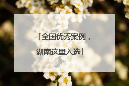 全国优秀案例，湖南这里入选