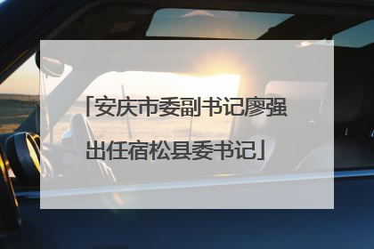 安庆市委副书记廖强出任宿松县委书记