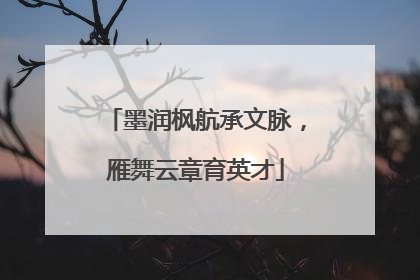 墨润枫航承文脉，雁舞云章育英才