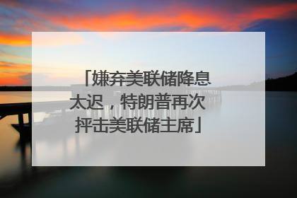 嫌弃美联储降息太迟，特朗普再次抨击美联储主席
