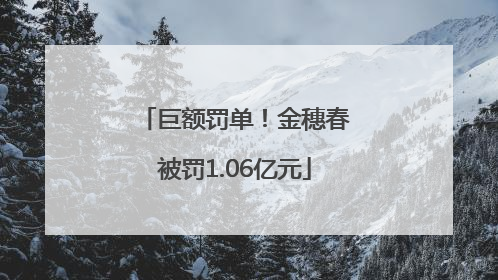 巨额罚单！金穗春被罚1.06亿元
