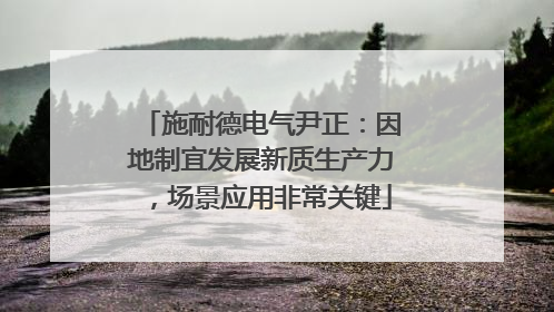 施耐德电气尹正：因地制宜发展新质生产力，场景应用非常关键