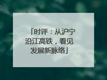 时评：从沪宁沿江高铁，看见发展新脉络