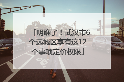 明确了！武汉市6个远城区享有这12个事项定价权限