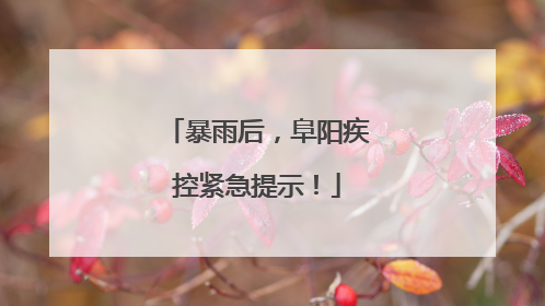 暴雨后，阜阳疾控紧急提示！