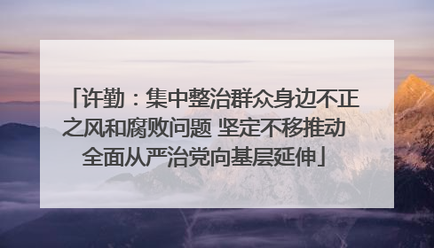 许勤：集中整治群众身边不正之风和腐败问题 坚定不移推动全面从严治党向基层延伸