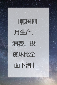 韩国四月生产、消费、投资环比全面下滑