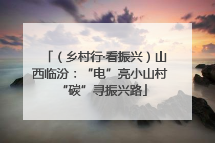 （乡村行·看振兴）山西临汾：“电”亮小山村 “碳”寻振兴路