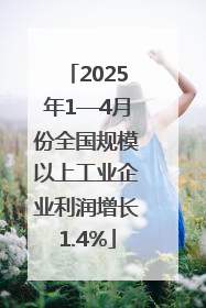 2025年1—4月份全国规模以上工业企业利润增长1.4%