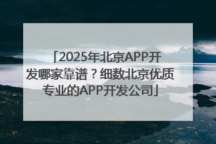 2025年北京APP开发哪家靠谱？细数北京优质专业的APP开发公司